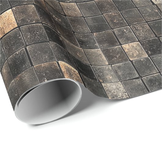 Rustic Stone Tegel Pattern Wrapping Paper Cadeaupapier (Rol Hoek)