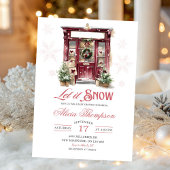 Rustic Storefront Let It Snow Girl Baby Shower Kaart