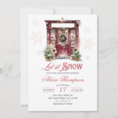 Rustic Storefront Let It Snow Girl Baby Shower Kaart (Voorkant)