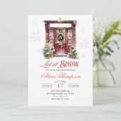 Rustic Storefront Let It Snow Girl Baby Shower Kaart (Staand voorkant)