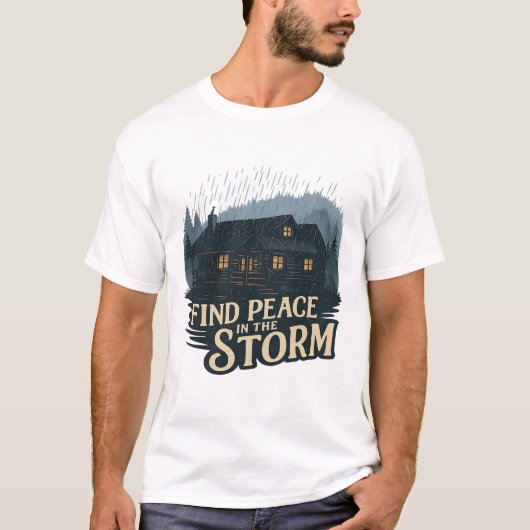 Rustic Storm Cabin – Peace in Nature T-shirt (Voorkant)