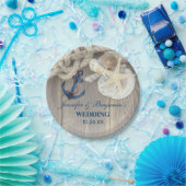 Rustic Strand Schelp Marine Anker Nautisch Huwelij Papieren Bordje (Feest)