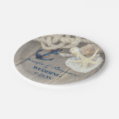 Rustic Strand Schelp Marine Anker Nautisch Huwelij Papieren Bordje (Gekanteld)