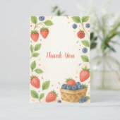 Rustic Strawberry Blueberry Baby Berry Sweet Bedankkaart (Staand voorkant)