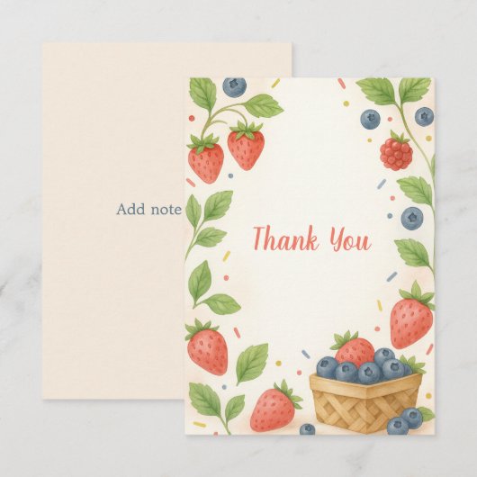 Rustic Strawberry Blueberry Baby Berry Sweet Bedankkaart
