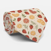 Rustic Strawberry & Citrus Earthy Pattern (2) Stropdas (Opgerold)