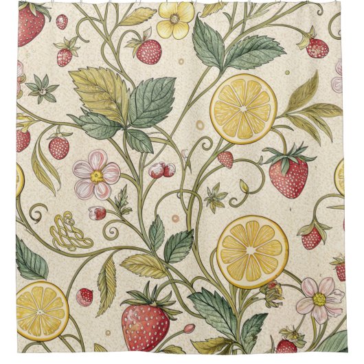 Rustic Strawberry & Citrus Earthy Pattern (3) Douchegordijn (Voorkant)