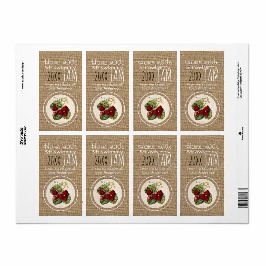  Rustic Strawberry Geppersonaliseerd Etiket (Full Sheet)