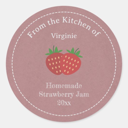 Rustic Strawberry Jam Label Sticker (Voorkant)