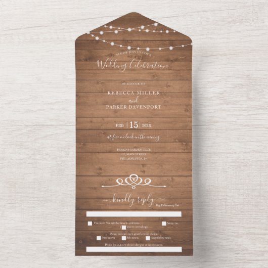 Rustic String-lampjes Bieden allemaal in één All In One Uitnodiging (Binnen)