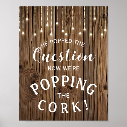 Rustic String-lampjes VERLOVING Aankondiging bord Poster (Voorkant)