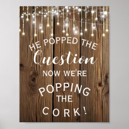 Rustic String-lampjes VERLOVING Aankondiging bord Poster