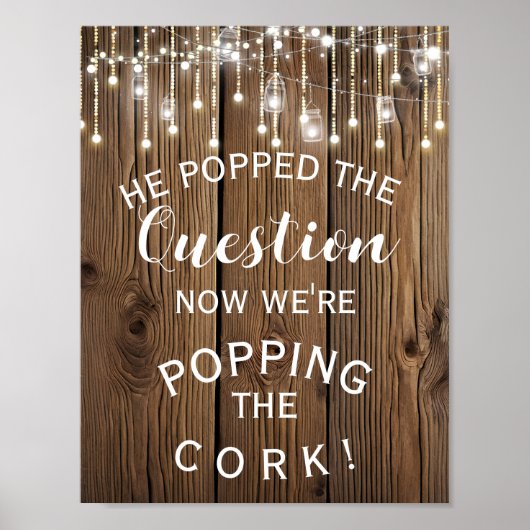 Rustic String-lampjes VERLOVING Aankondiging bord Poster (Voorkant)