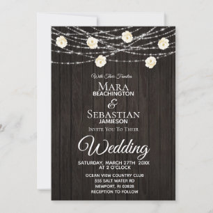 *~* Rustic String Licht Bloemen Donker Hout Weddin Kaart