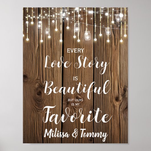 Rustic String licht Elk liefdesverhaal is een brui Poster (Voorkant)
