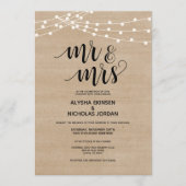 Rustic string licht Mr en Mrs Wedding Invitation Programmakaart (Voorkant)