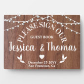 Rustic String Light bruiloft Guest Book Plaque Fotoplaat (voorkant)