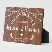 Rustic String Light bruiloft Guest Book Plaque Fotoplaat (Zijkant)