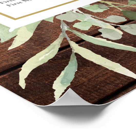 Rustic String Light Greenery Wedding Seating Chart Poster (Hoek)