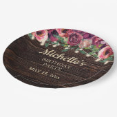 Rustic String Light Paars Floral Birthday Papieren Bordje (Gekanteld)