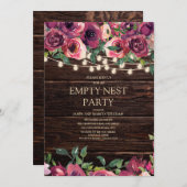 Rustic String Light Paars Floral Empty Nest Party Kaart (Voorkant / Achterkant)