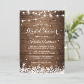 Rustic String Light Snowflake Winter Vrijgezellenf Kaart (Staand voorkant)