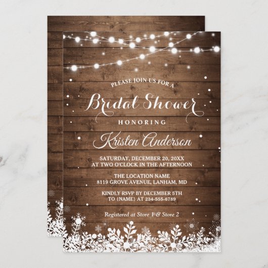 Rustic String Light Snowflake Winter Vrijgezellenf Kaart (Voorkant / Achterkant)