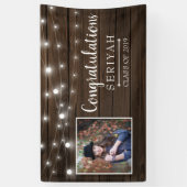 Rustic String Lights Afstuderen Spandoek (Verticaal)