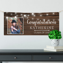 Rustic String Lights Afstuderen Spandoek