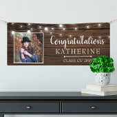 Rustic String Lights Afstuderen Spandoek