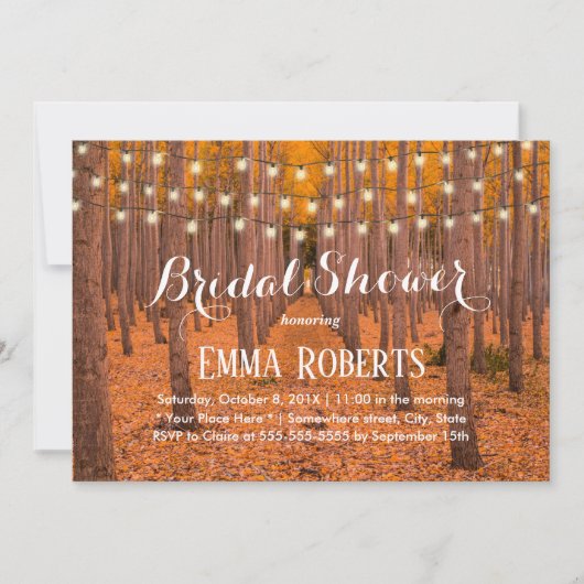 Rustic String Lights Autumn Bos Vrijgezellenfeest Kaart (Voorkant)