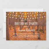 Rustic String Lights Autumn Bossen Birthday Party Kaart (Voorkant)