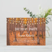 Rustic String Lights Autumn Bossen Birthday Party Kaart (Staand voorkant)