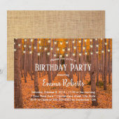 Rustic String Lights Autumn Bossen Birthday Party Kaart (Voorkant / Achterkant)