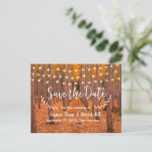 Rustic String Lights Autumn Wedding Save the Date Aankondigingskaart (Staand voorkant)