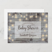 Rustic String Lights Baby shower Uitnodiging Briefkaart (Voorkant / Achterkant)
