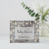 Rustic String Lights Baby shower Uitnodiging Briefkaart (Staand voorkant)