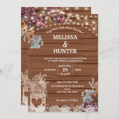 Rustic String Lights Baby's Breath Jar Wedding Kaart (Voorkant / Achterkant)