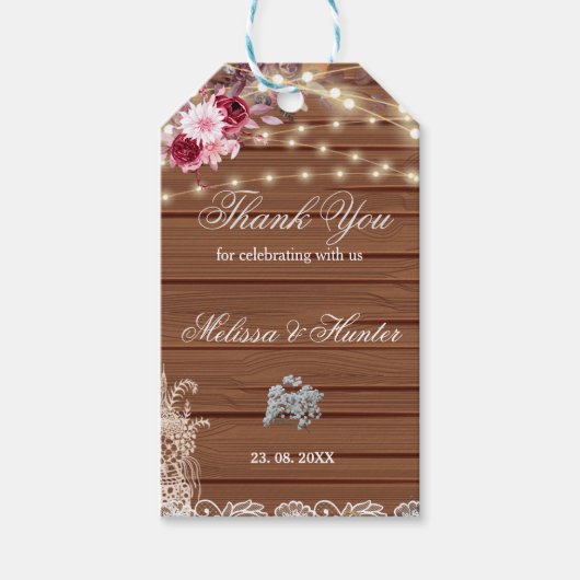 Rustic String Lights Baby's Breath Lace Wedding Cadeaulabel (Voorkant)