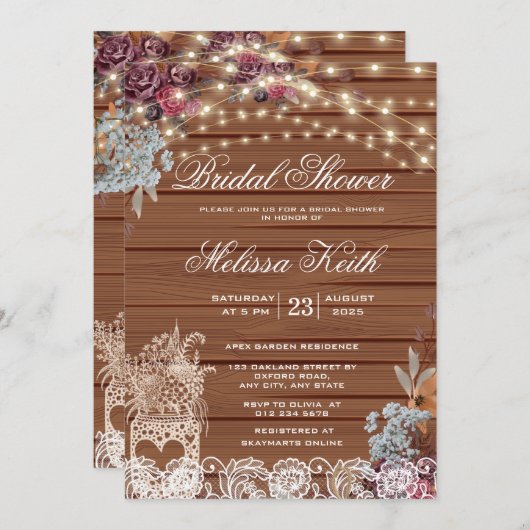 Rustic String Lights Baby's Breath Vrijgezellenfee Kaart (Voorkant / Achterkant)