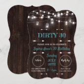 Rustic String Lights Barn Dirty 30 Birthday Party Kaart (Voorkant / Achterkant)