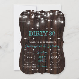 Rustic String Lights Barn Dirty 30 Birthday Party Kaart