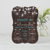 Rustic String Lights Barn Dirty 30 Birthday Party Kaart (Staand voorkant)