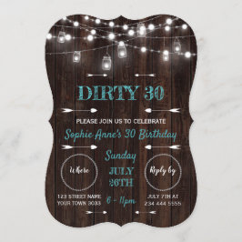 Rustic String Lights Barn Dirty 30 Birthday Party Kaart
