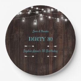 Rustic String Lights Barn Dirty 30 Birthday Party Papieren Bordje