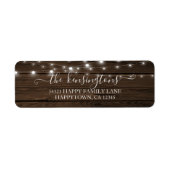 Rustic String Lights Barn Wood Address Label (Voorkant)
