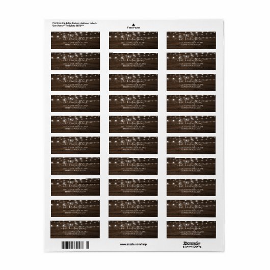 Rustic String Lights Barn Wood Address Label (Full Sheet)
