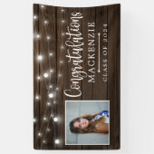 Rustic String Lights Barn Wood Afstuderen Foto Spandoek (Verticaal)