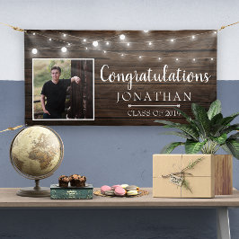 Rustic String Lights Barn Wood Afstuderen Spandoek