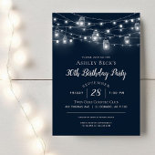Rustic String Lights Birthday Party Uitnodiging